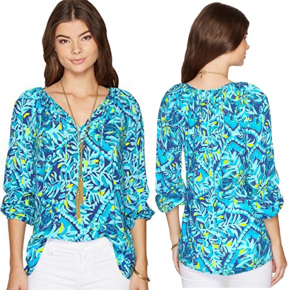 Lilly Pulitzer Tops - Lilly Pulitzer | Willa Top in Indigo Midnight Cove